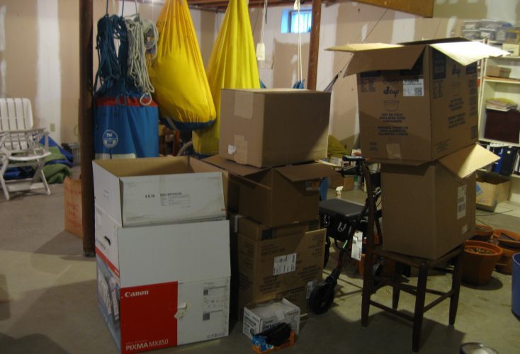 a cluttered basement