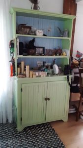 The hutch, before we cleared its clutter